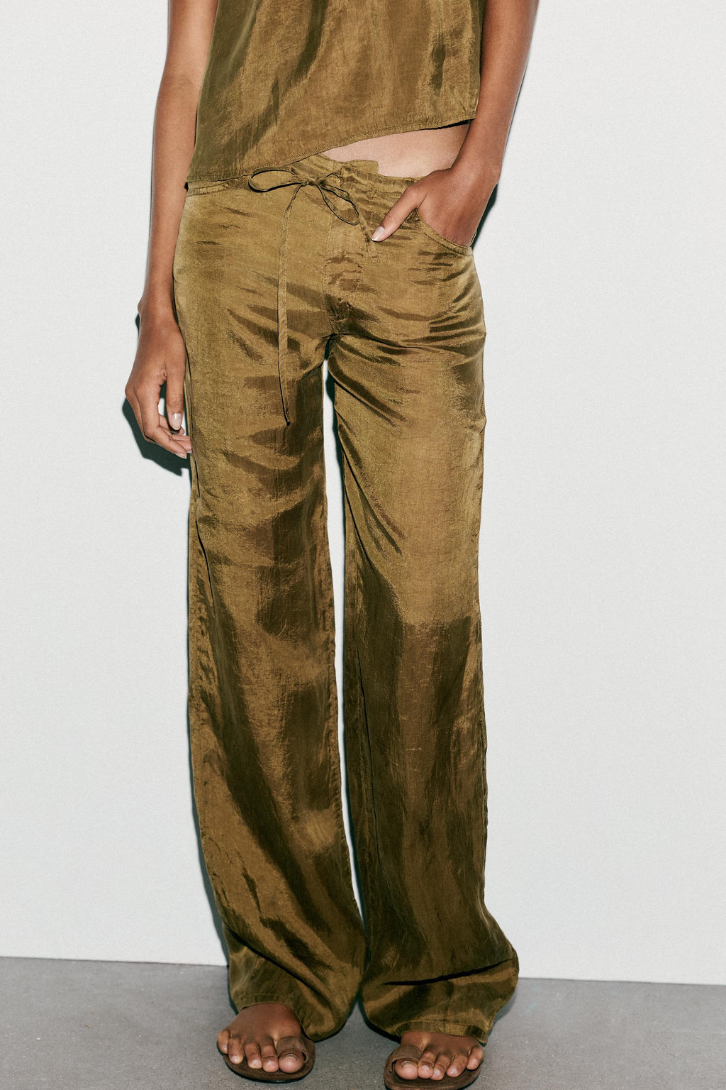 TIE WAIST PYJAMA TROUSERS - Zara фото 2
