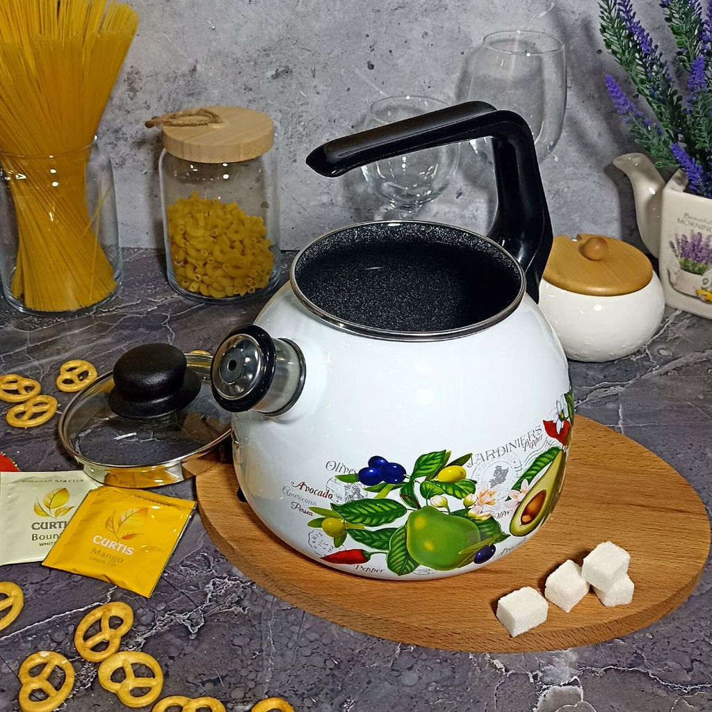 Чайник для плиты 3,0л. со св. сферич. "Авокадо" белосн. 4с209я