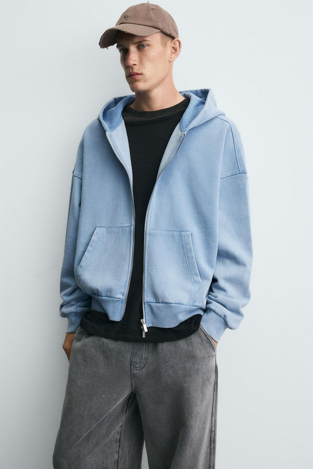 WASHED ZIP HOODIE - Zara фото 5