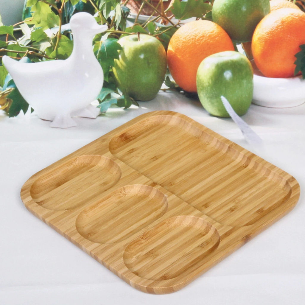 Менажница бамбуковая "SHEF" 24,7*24,7см 4секции