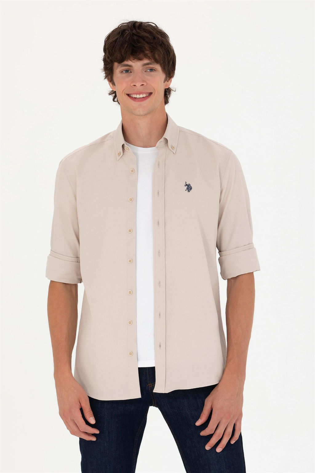 U. S. Polo Assn / Мужская рубашка с длинным рукавом Stone - U.s. polo assn фото 3
