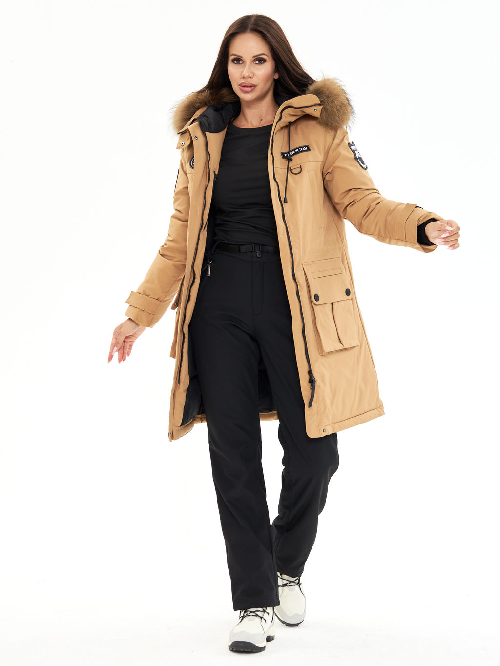 Женская зимняя мембранная парка с натуральным мехом Alpha Endless Frozen Metropolis_19 Крем-брюле  фото 7