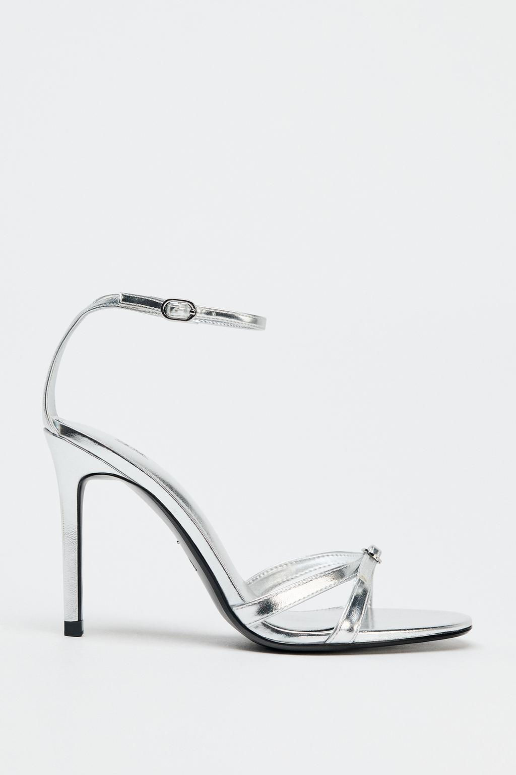 METALLIC HIGH-HEEL SANDALS - Zara фото 5