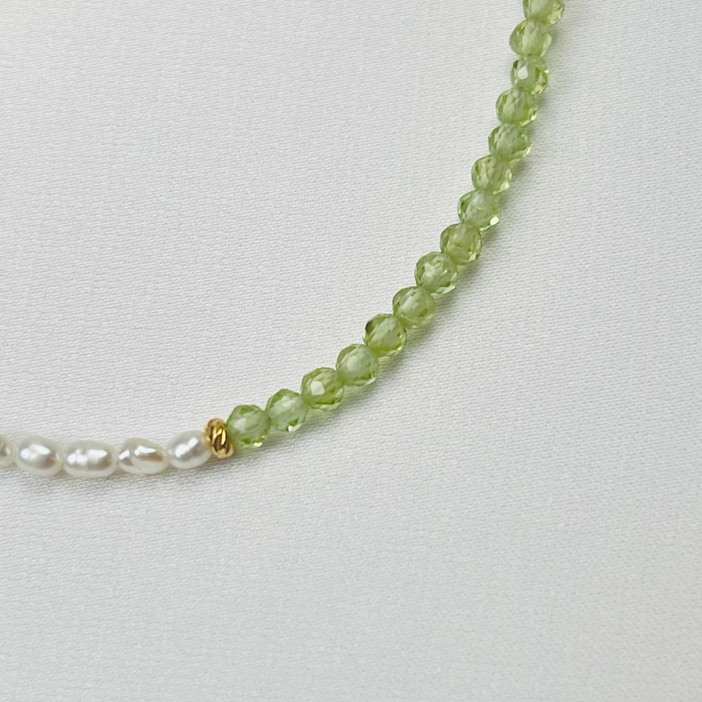 Браслет из Хризолита и Жемчуга 16,5 см +