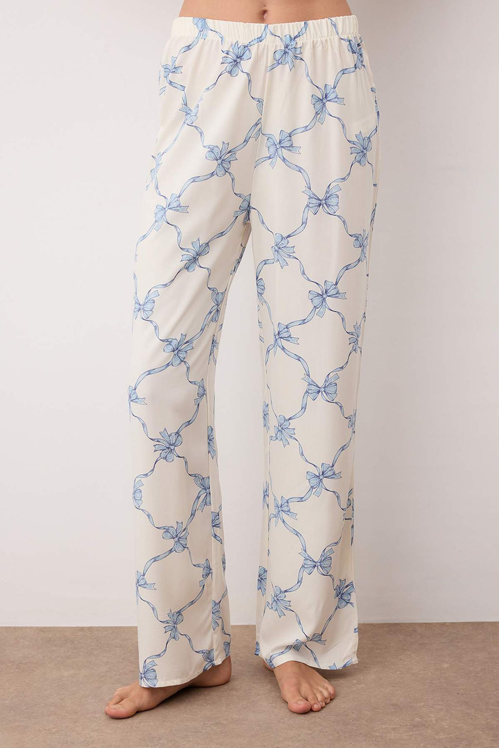 Mavi-Cok Renkli Bask?l? Shally Dokuma Pijama Tak?m? THMAW26PT00109 - Trendyolmilla фото 3