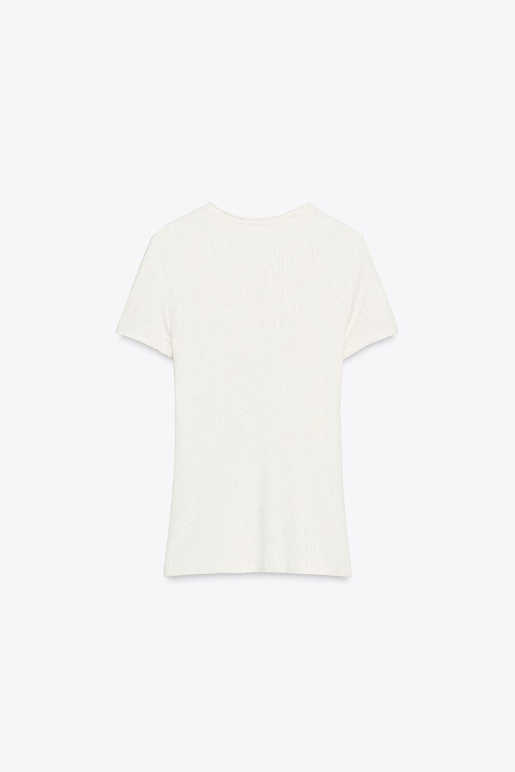 RIBBED T-SHIRT WITH TEXT - Zara фото 5