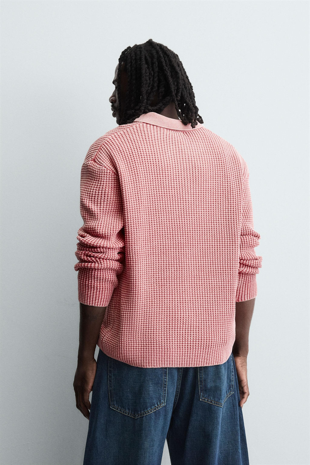WASHED WAFFLE-KNIT POLO SHIRT - Zara фото 3