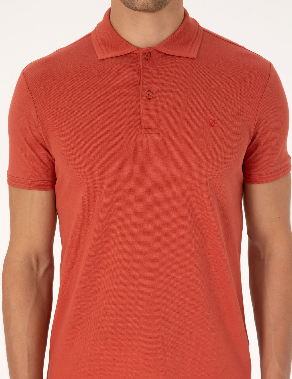 Kiremit Slim Fit %100 Pamuk K_vr_lmaz D__meli Polo Yaka Basic Ti__rt