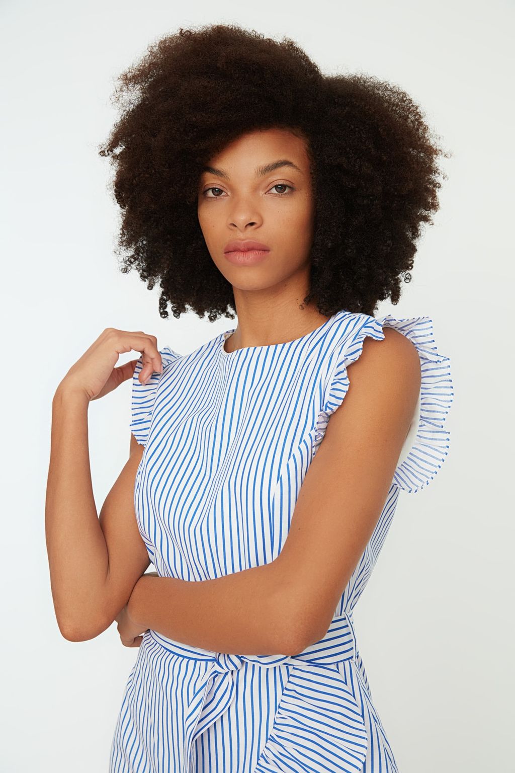 Mavi Kusakl? A Kesim Cizgili Mini Dokuma Elbise TWOSS21EL1290