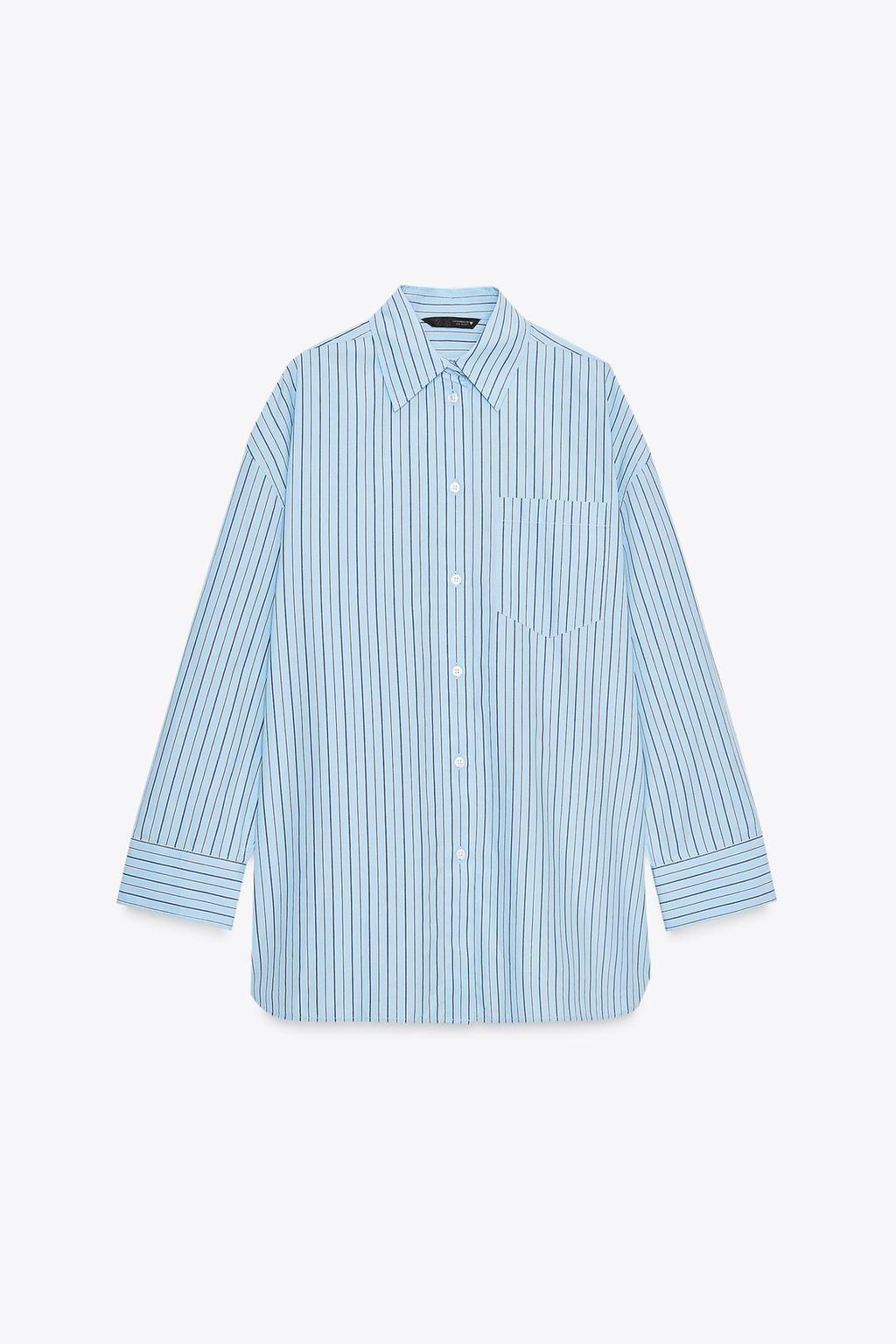 OVERSIZE STRIPED POPLIN SHIRT - Zara фото 9