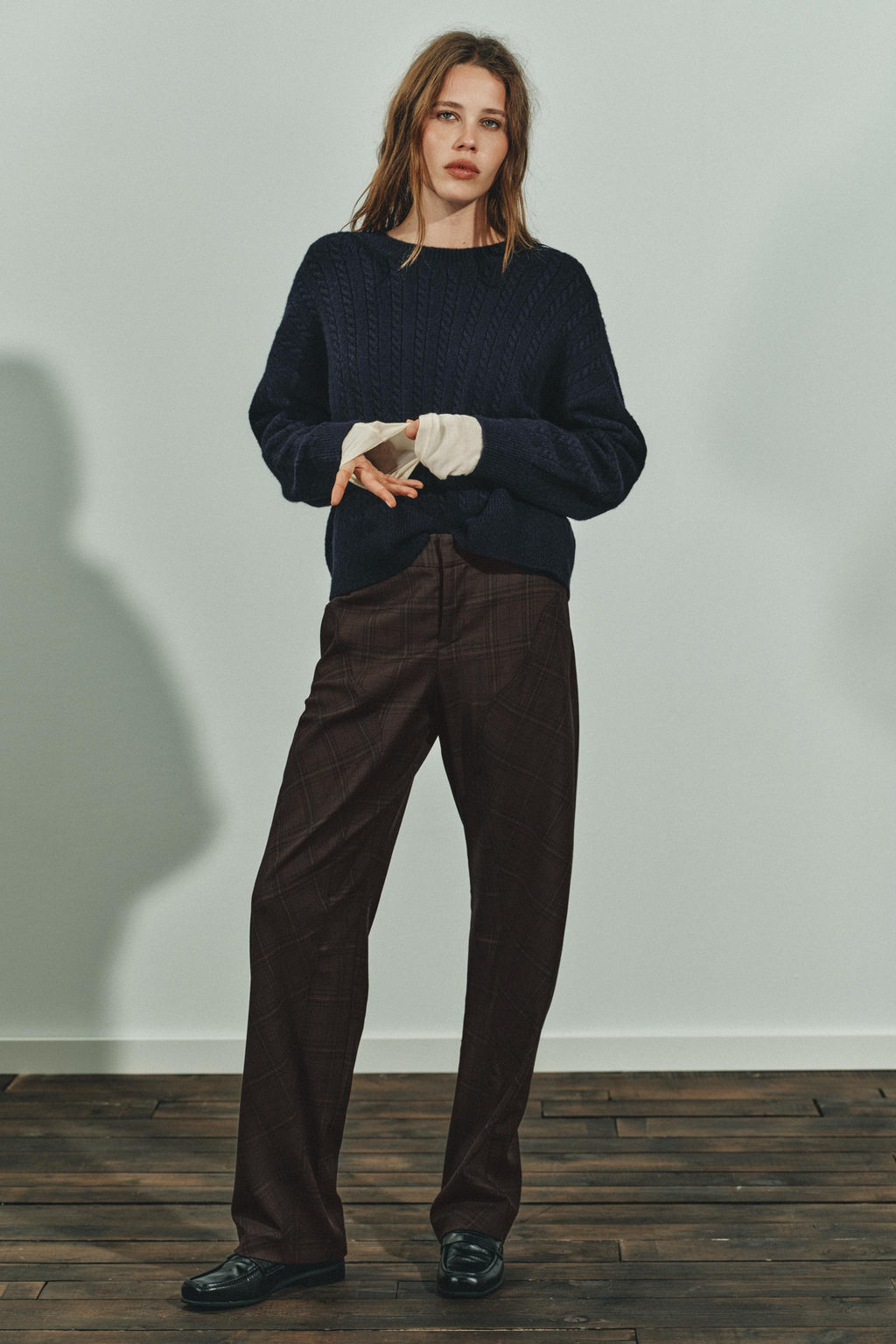 CHECK TROUSERS WITH SEAM DETAILS