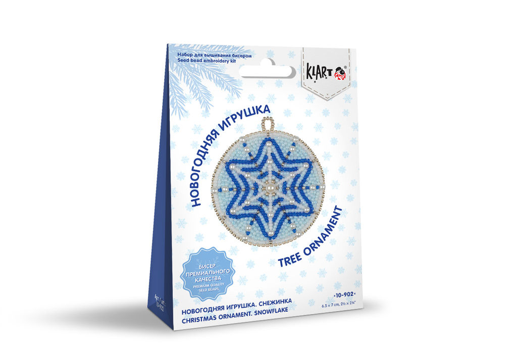 Klart набор для вышивания 10-902 Новогодняя игрушка. Снежинка 6.5 х 7 см