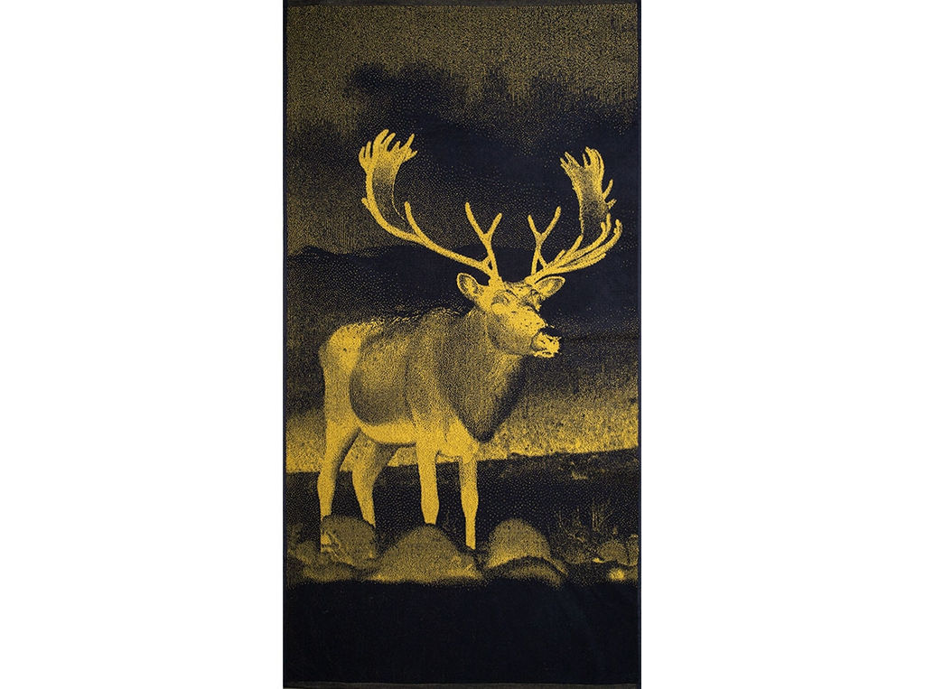 Полотенце махровое 6с102.413ж1 Фото-олень(т.желтый) 81х160см