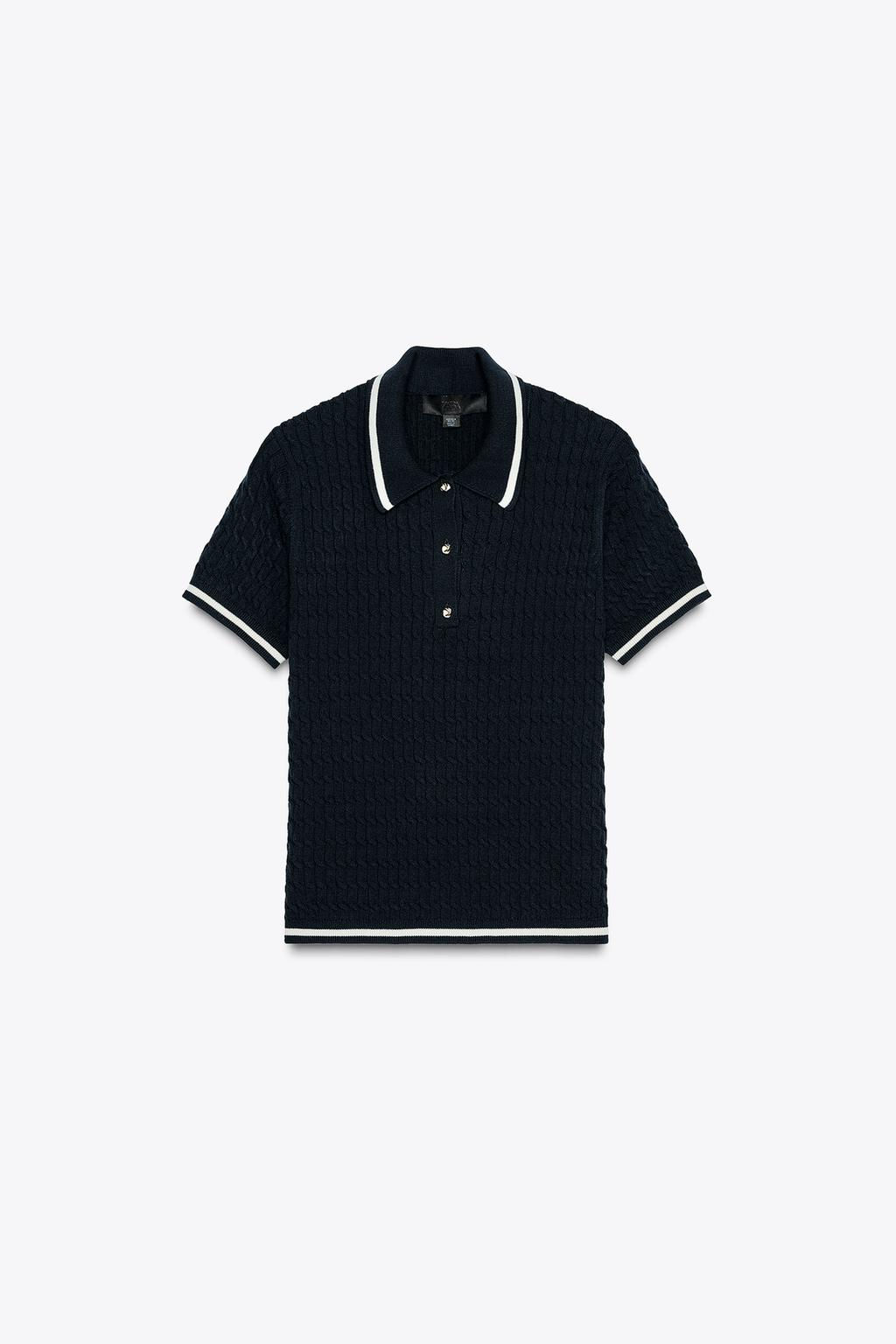 CABLE KNIT POLO SWEATER - Zara фото 5