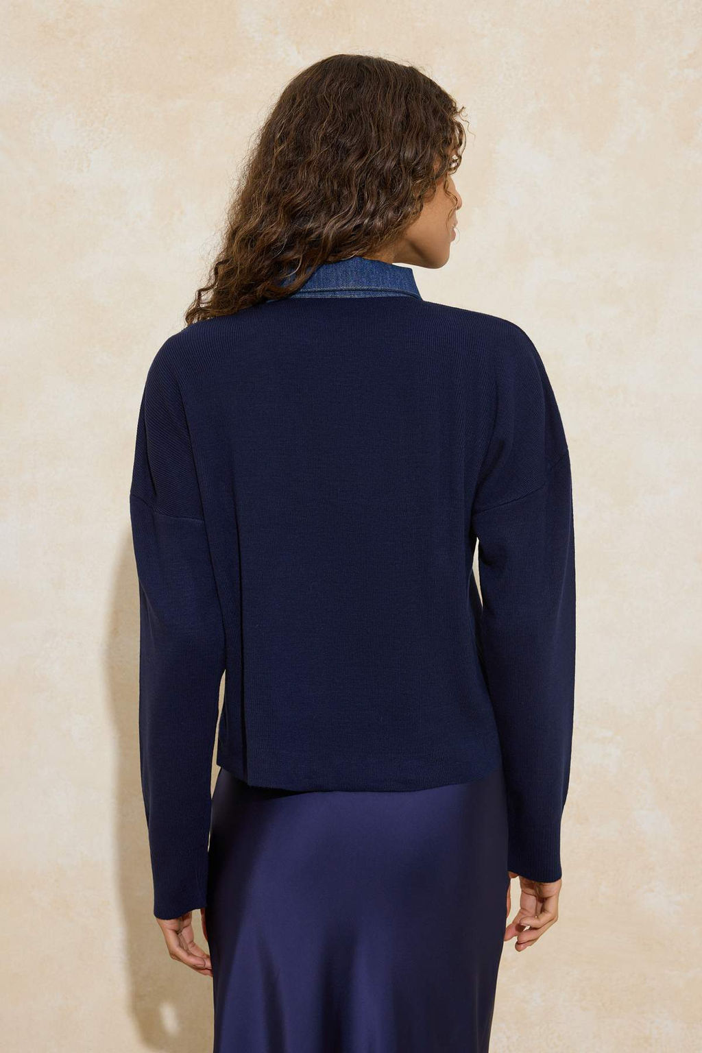 Cok Renkli Cizgili Denim Garnili Polo Yaka Triko Kazak TWOAW26KZ00283 - Trendyolmilla фото 10