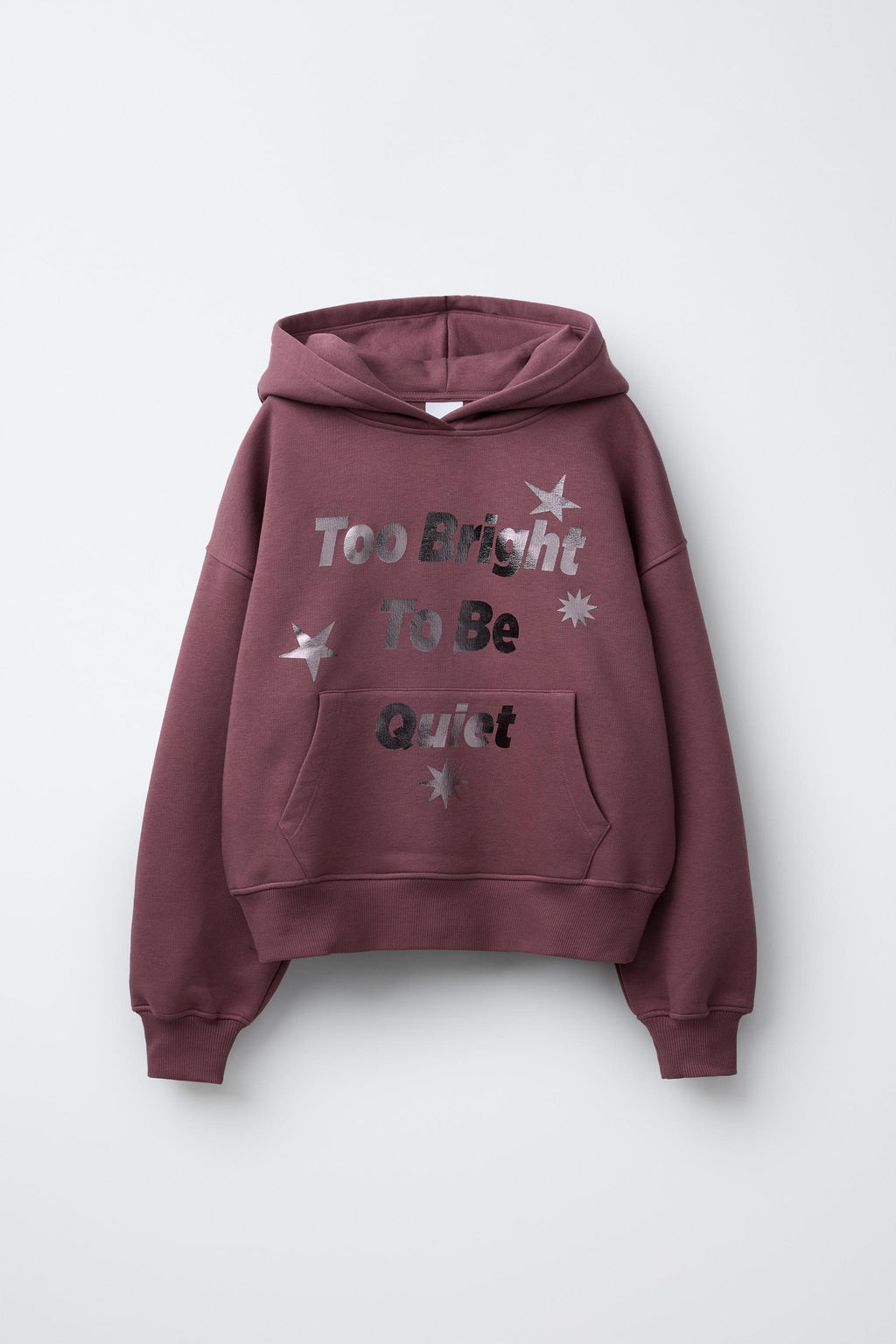 SHINY SLOGAN PRINT HOODIE