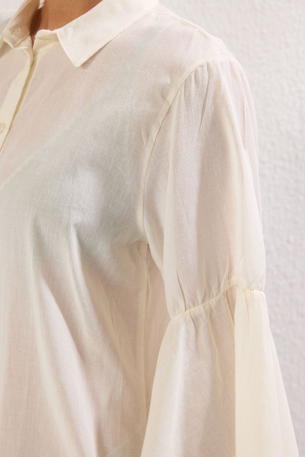 Ekru Dokuma %100 Pamuk Plaj Mini Elbise TBESS25EL00036 - Trendyolmilla фото 5