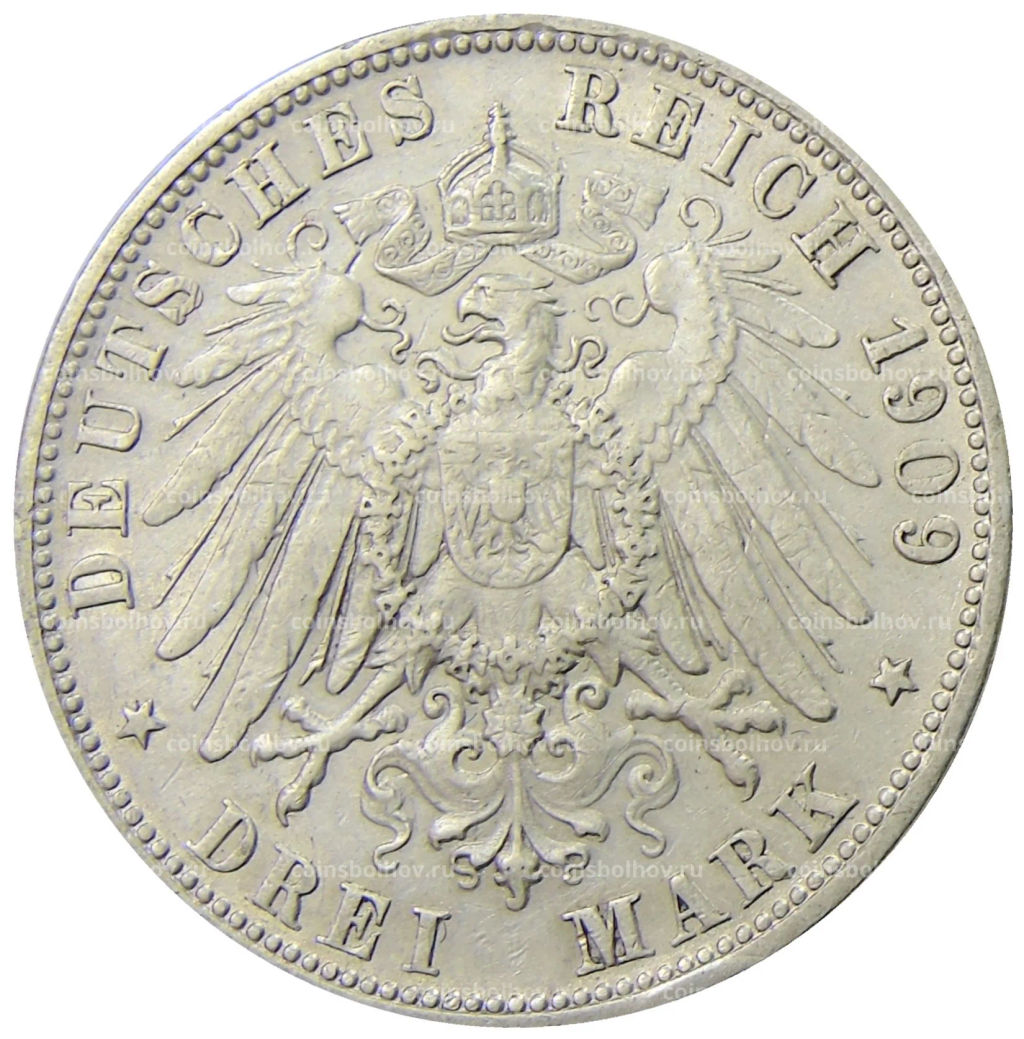 3 марки 1909 года F Германия (Вюртемберг)