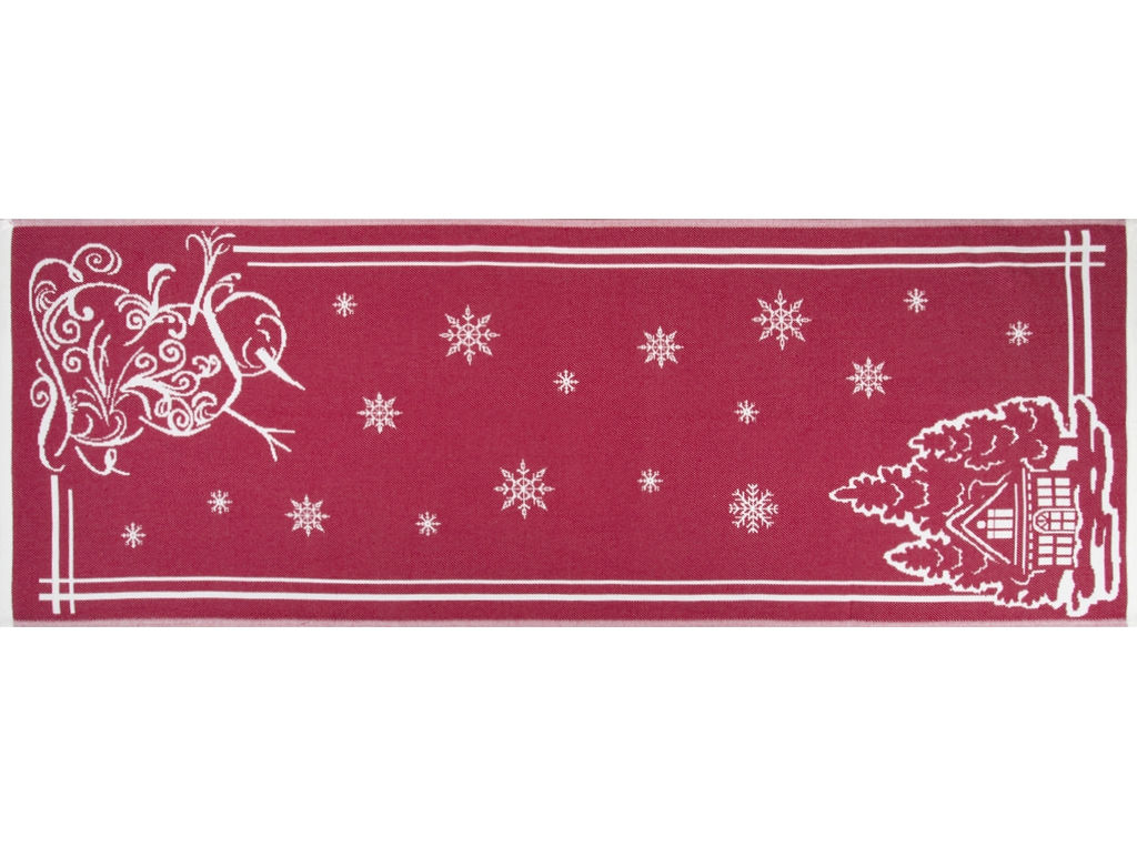 Полотенце х/б 9с23.111ж1 Снеговик и домик2(ДТЭ бордовый 50х140см