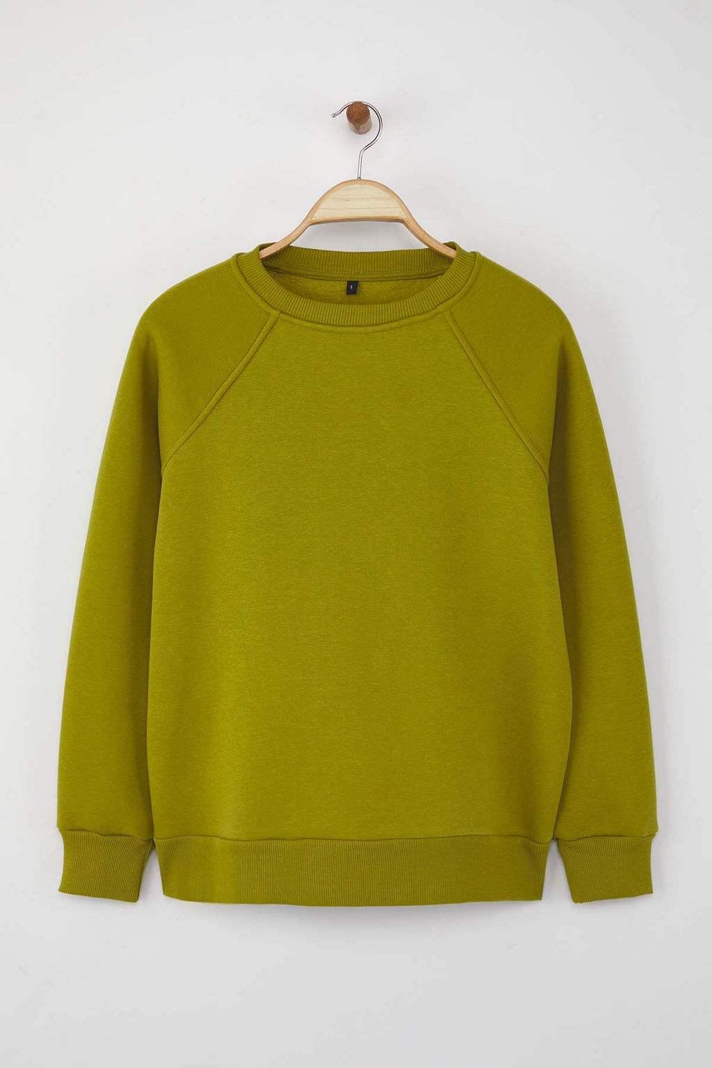 Yag Yesili Relaxed/Rahat Kal?p Basic Reglan Kol Bisiklet Yaka Orme Sweatshirt TWOAW24SW00104