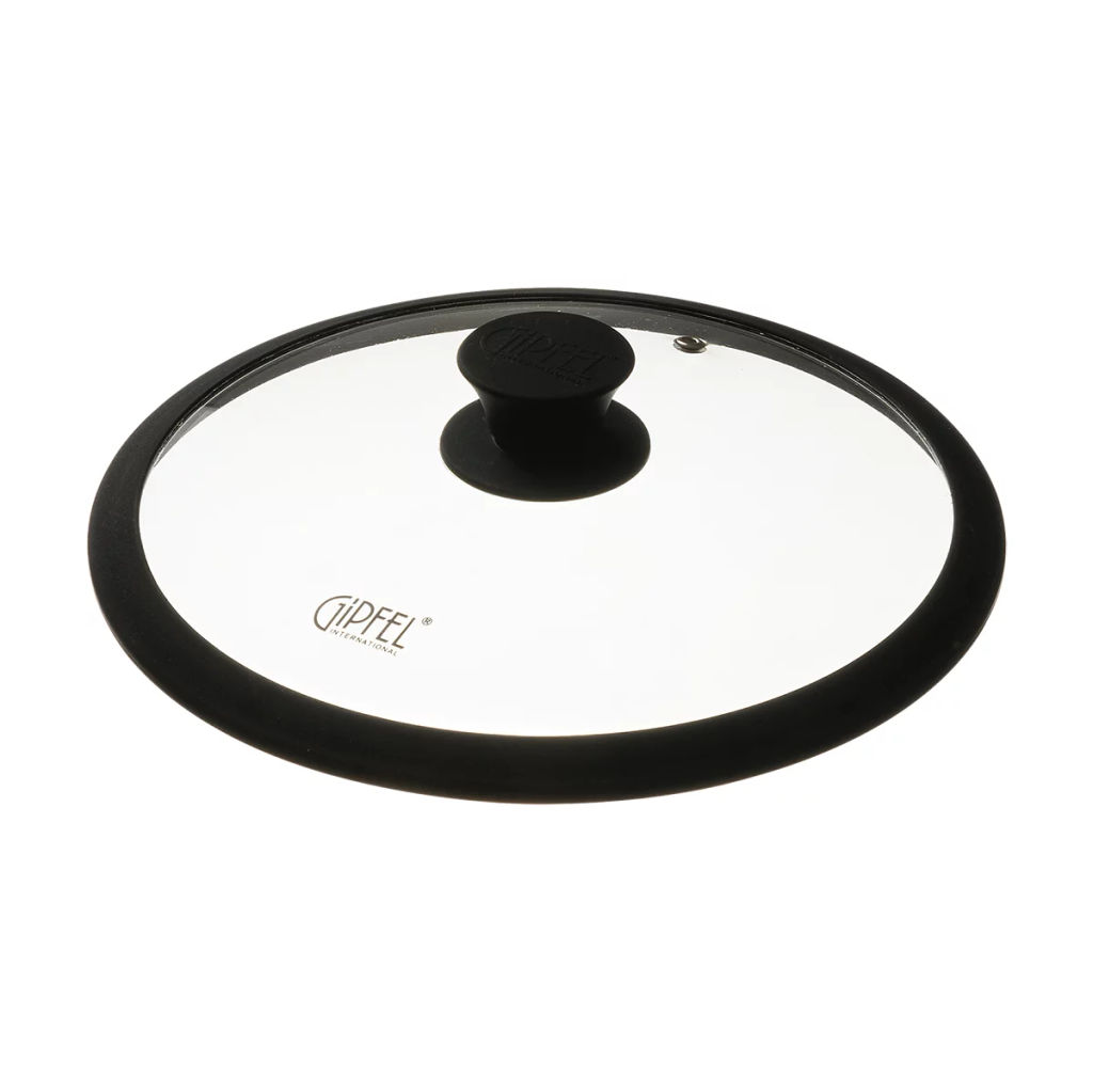 51725 GIPFEL Крышка стеклянная MOORE 24см с силиконовым ободом. Цвет: черный. Материал: закаленное стекло, силикон, нерж. сталь 18/8  фото 2