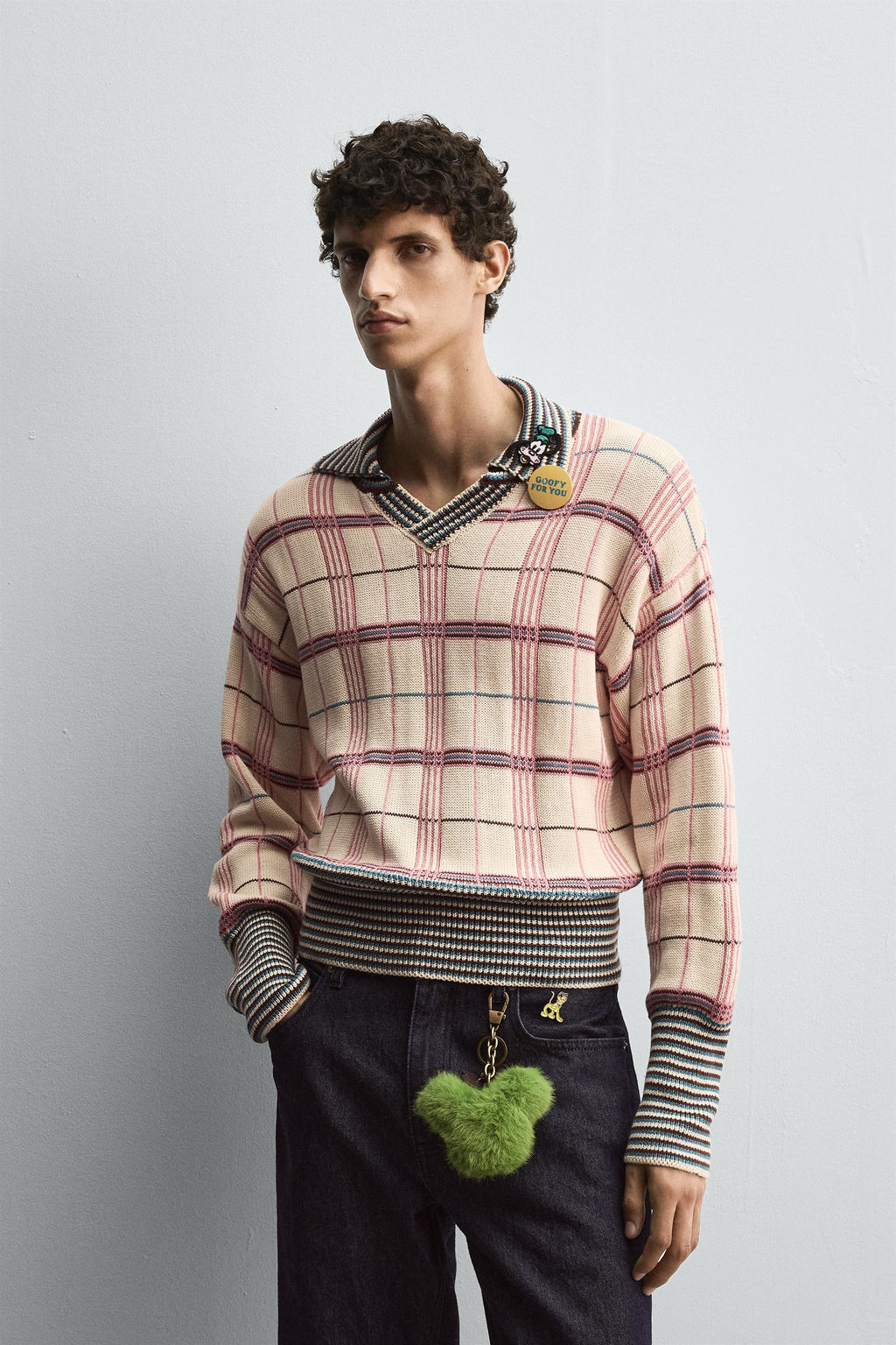 CHECK JACQUARD KNIT POLO SHIRT HARRY LAMBERT FOR ZARA X DISNEY  фото 2