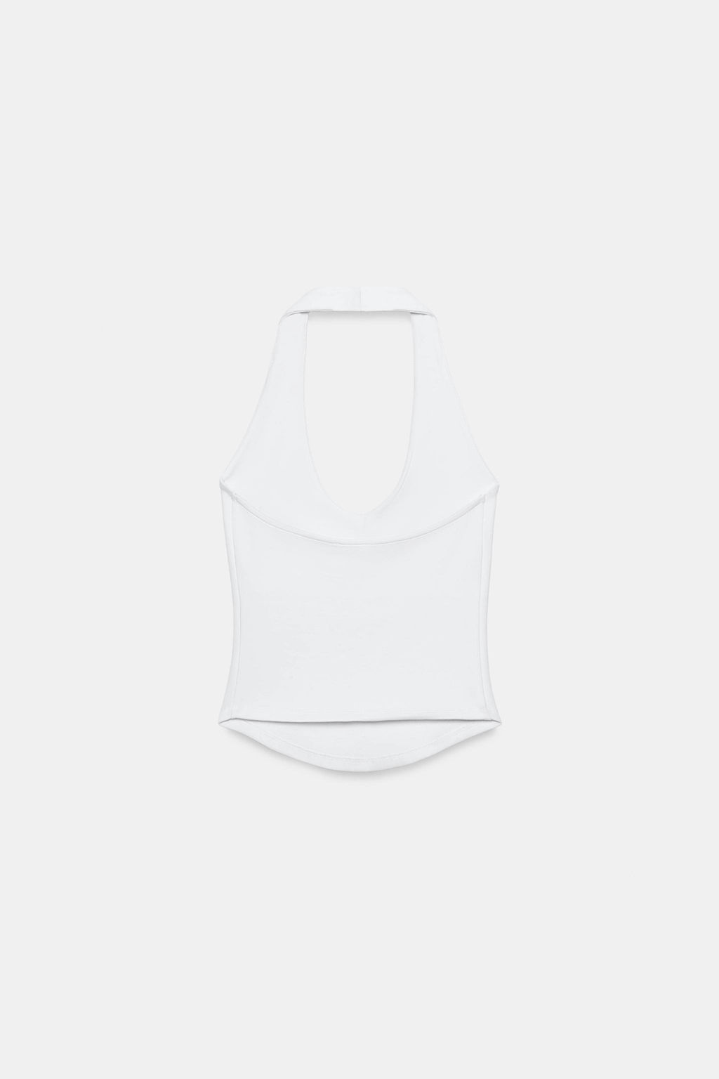 TOP HALTER BAJO REDONDEADO / Blanco
