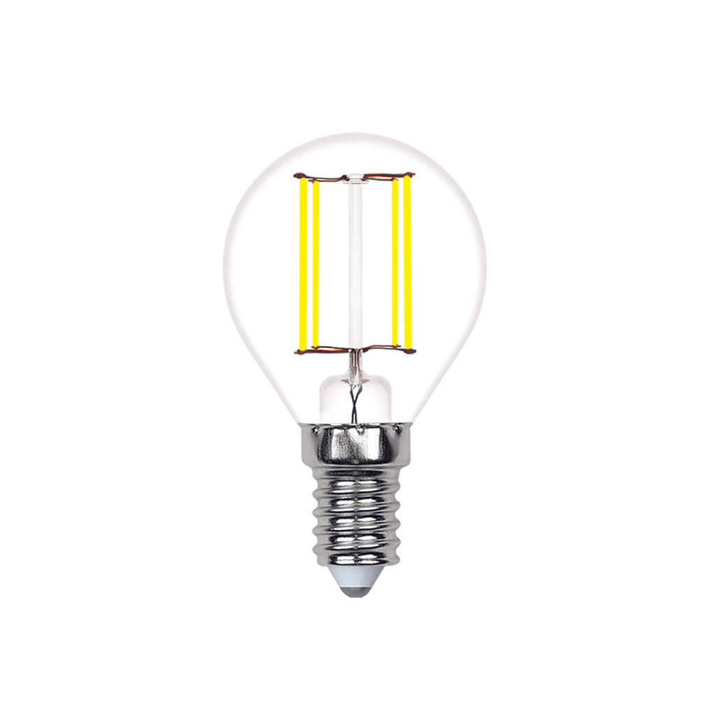 LED-G45-6W/3000K/E14/CL/SLF Лампа светодиодная. Форма "шар", прозрачная. Теплый белый свет (3000K). ТМ Volpe
