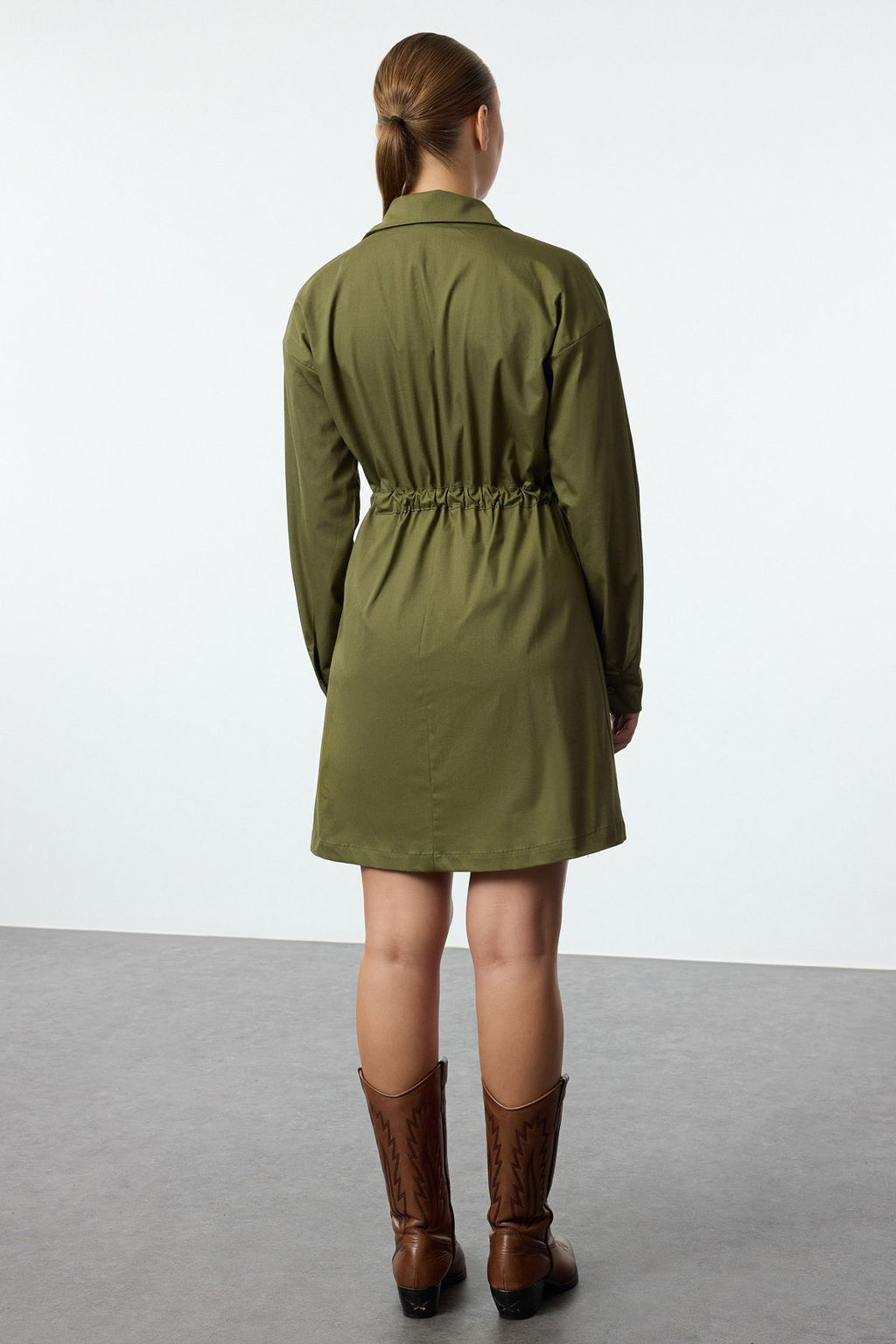 TRENDYOLMILLA Lacivert Belden Ac?lan Tunel Detayl? Mini Dokuma Elbise TWOAW25EL00166  фото 10