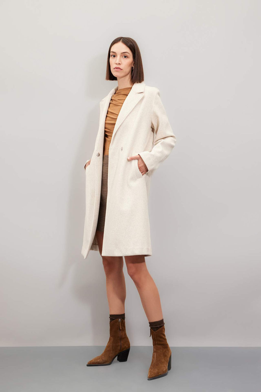 Uzun Kase Kaban Regular Kal?p Kruvaze Yaka C?tc?t Kapamal? Cepli - Defacto фото 2