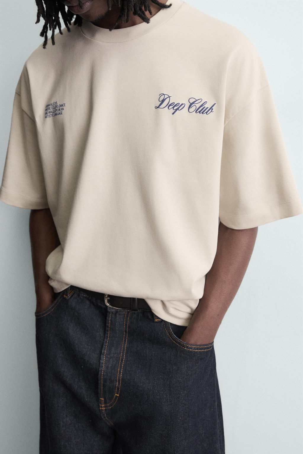 CAMISETA ESTAMPADO COMBINADO / Blanco roto