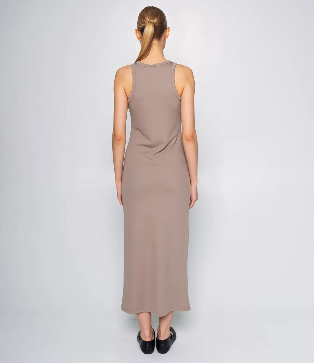 Платье #ОКТ095005, бежево-серый