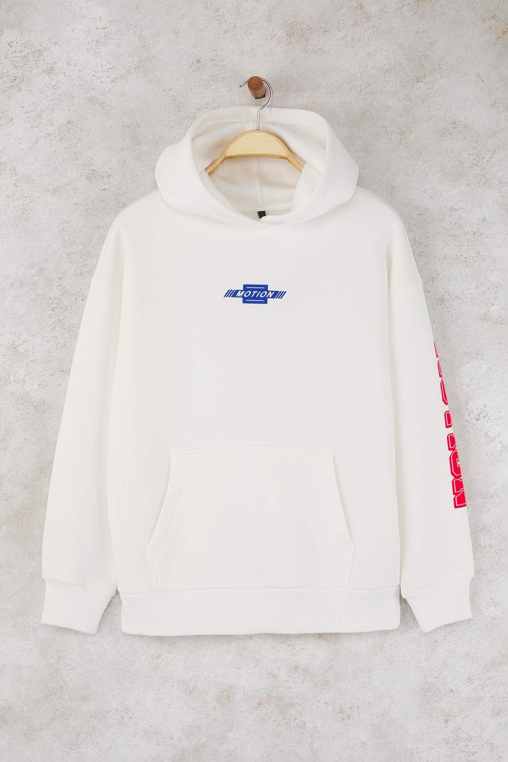 Teen Ekru Oversize/Genis Kal?p Slogan Bask?l? Kal?n Ici Polarl? Orme Sweatshirt TWOAW26SW00163 - Trendyolmilla фото 7