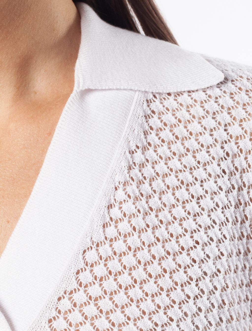 VILATTE / Поло изящной ажурной вязки из пряжи со льном  фото 2