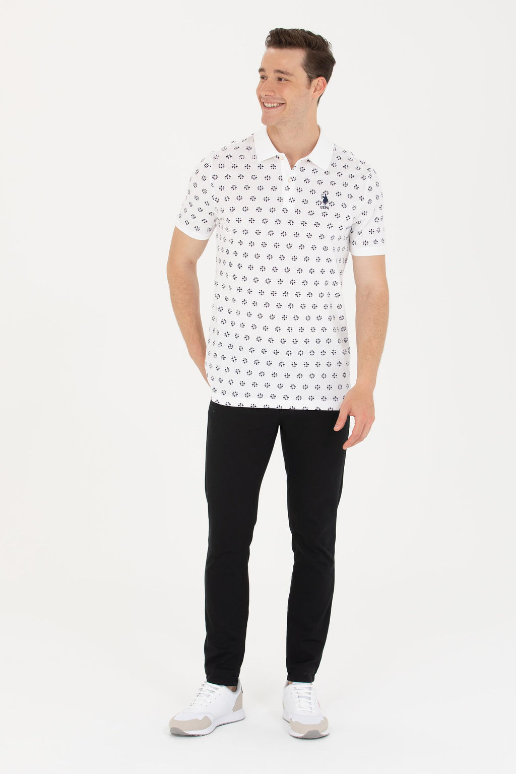 U. S. Polo Assn Мужская белая футболка с воротником-поло - U.s. polo assn фото 4