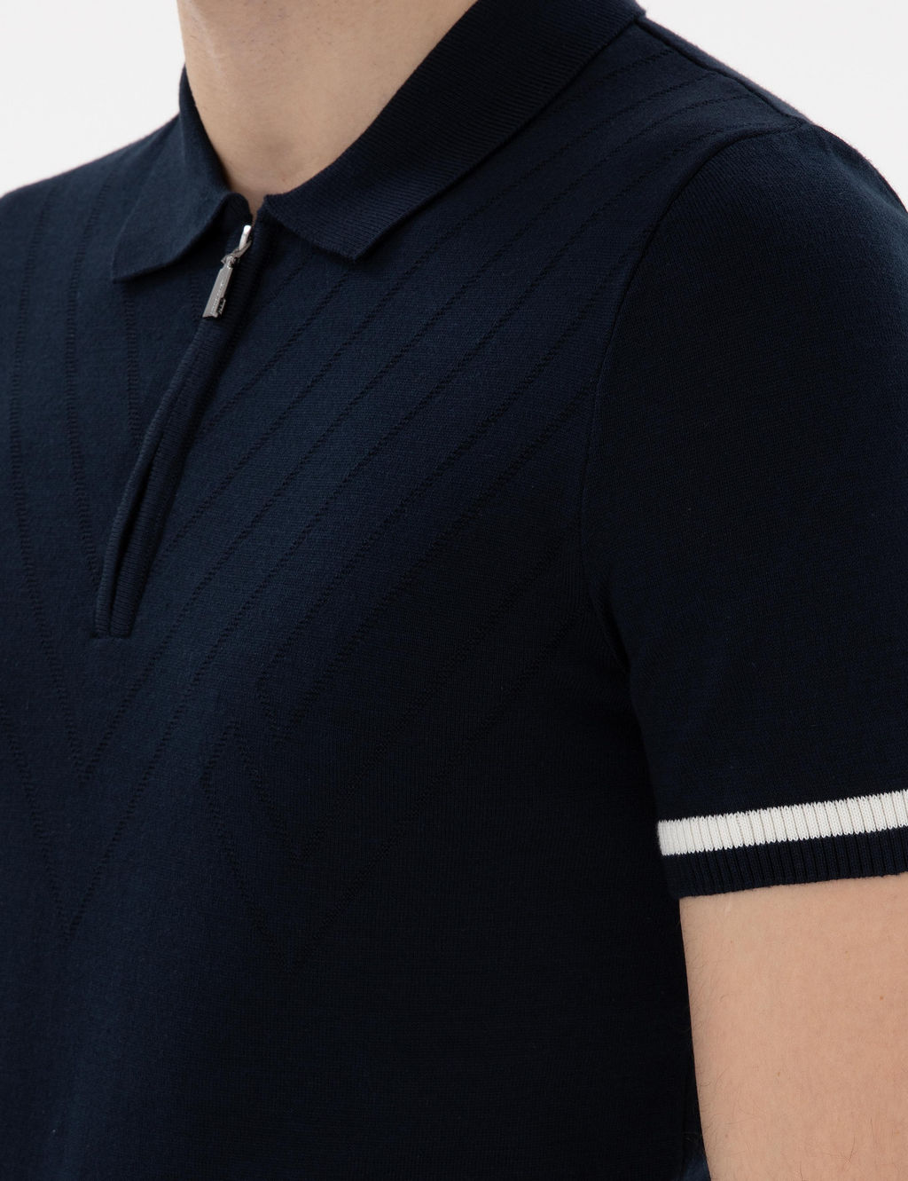 Lacivert Slim Fit Fermuarl_ Polo Yaka Triko Kazak - Pierre cardin фото 7