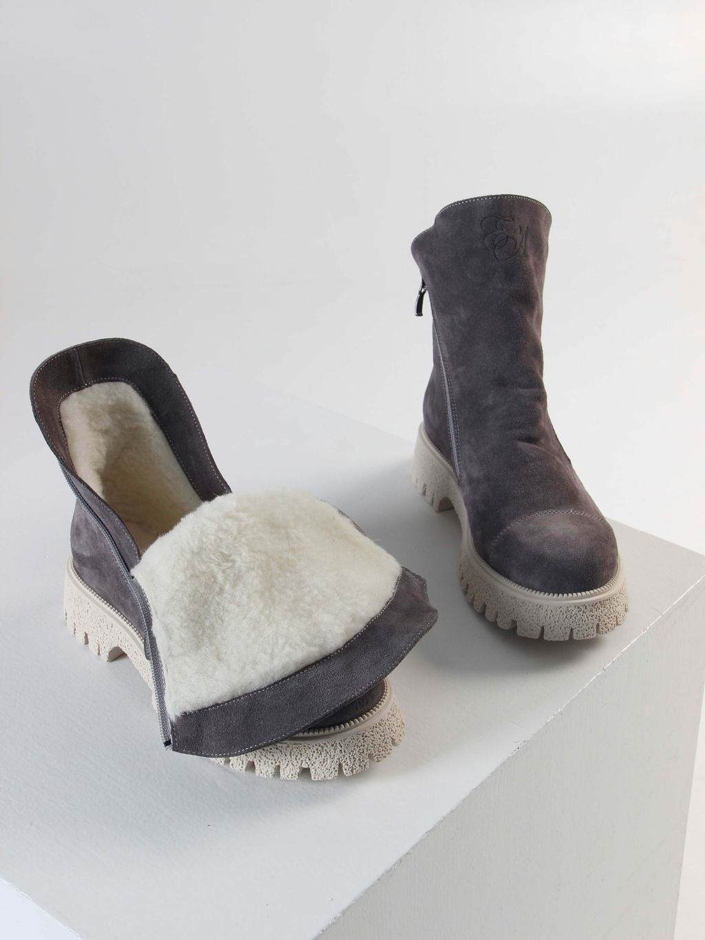 Ботинки 233.1541be. Серый замок/Шерсть