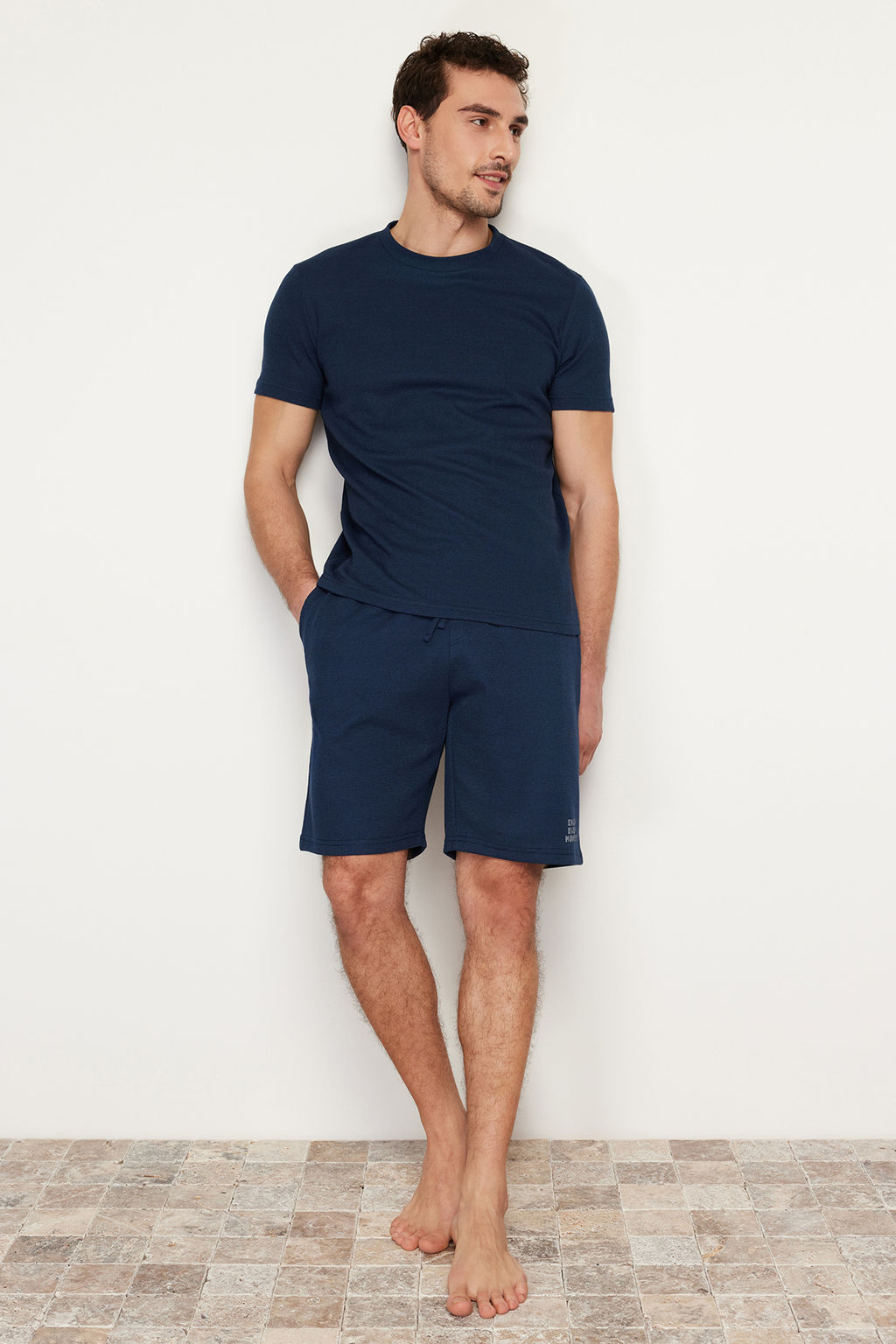 TRENDYOL MAN Mavi Regular Fit Waffle Sortlu Pijama Tak?m? TMNSS23PT00032 - Trendyolmilla фото 35