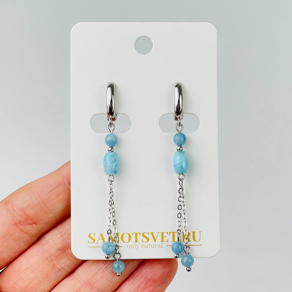 Серьги из Аквамарина и Ларимара