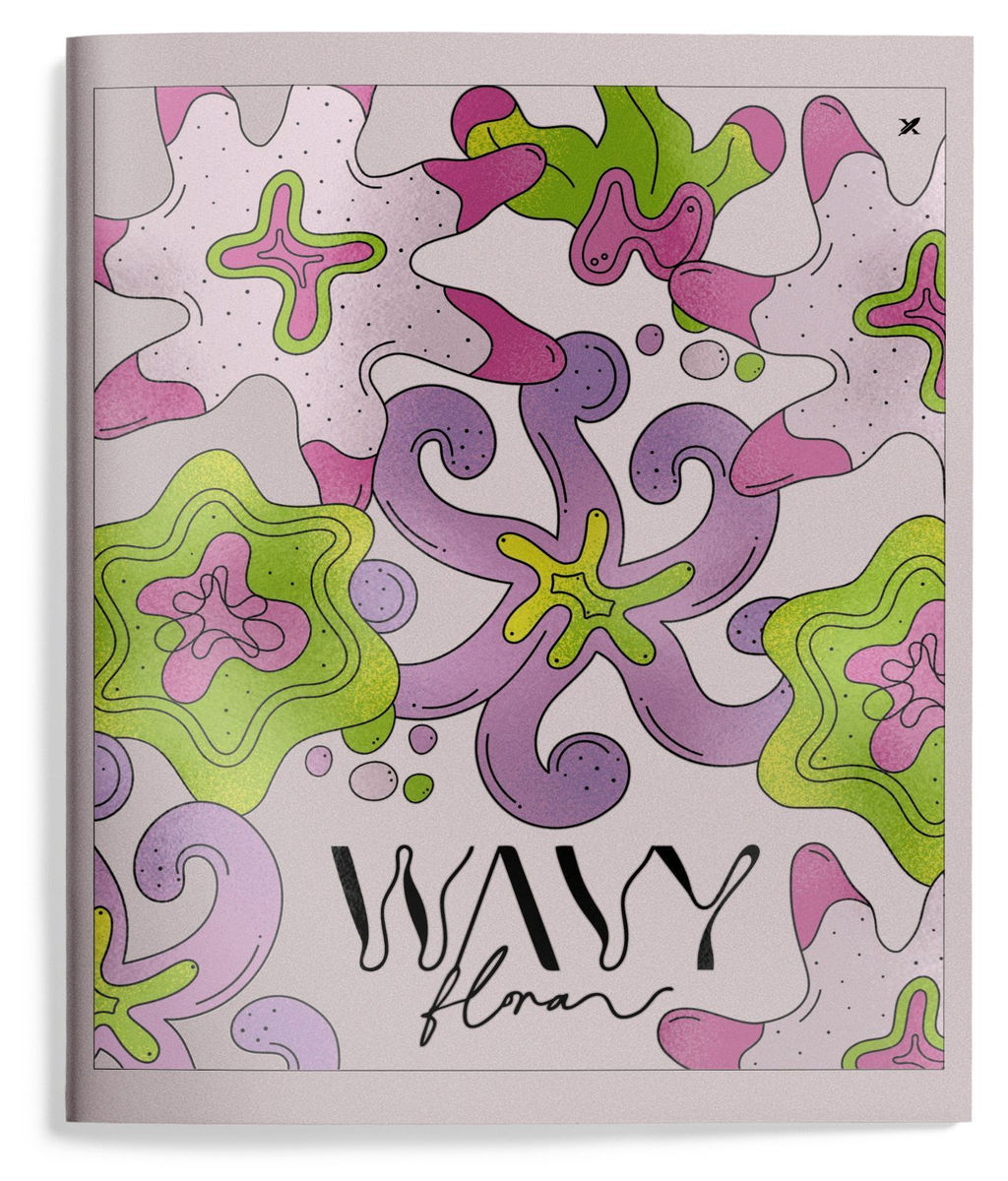 Тетрадь 48 л. А5 клетка, на скрепке, офсет LOREX WAVY FLORAL мелованный картон, запечатка форзаца, soft touch, выборочный УФ-лак - Buro фото 7