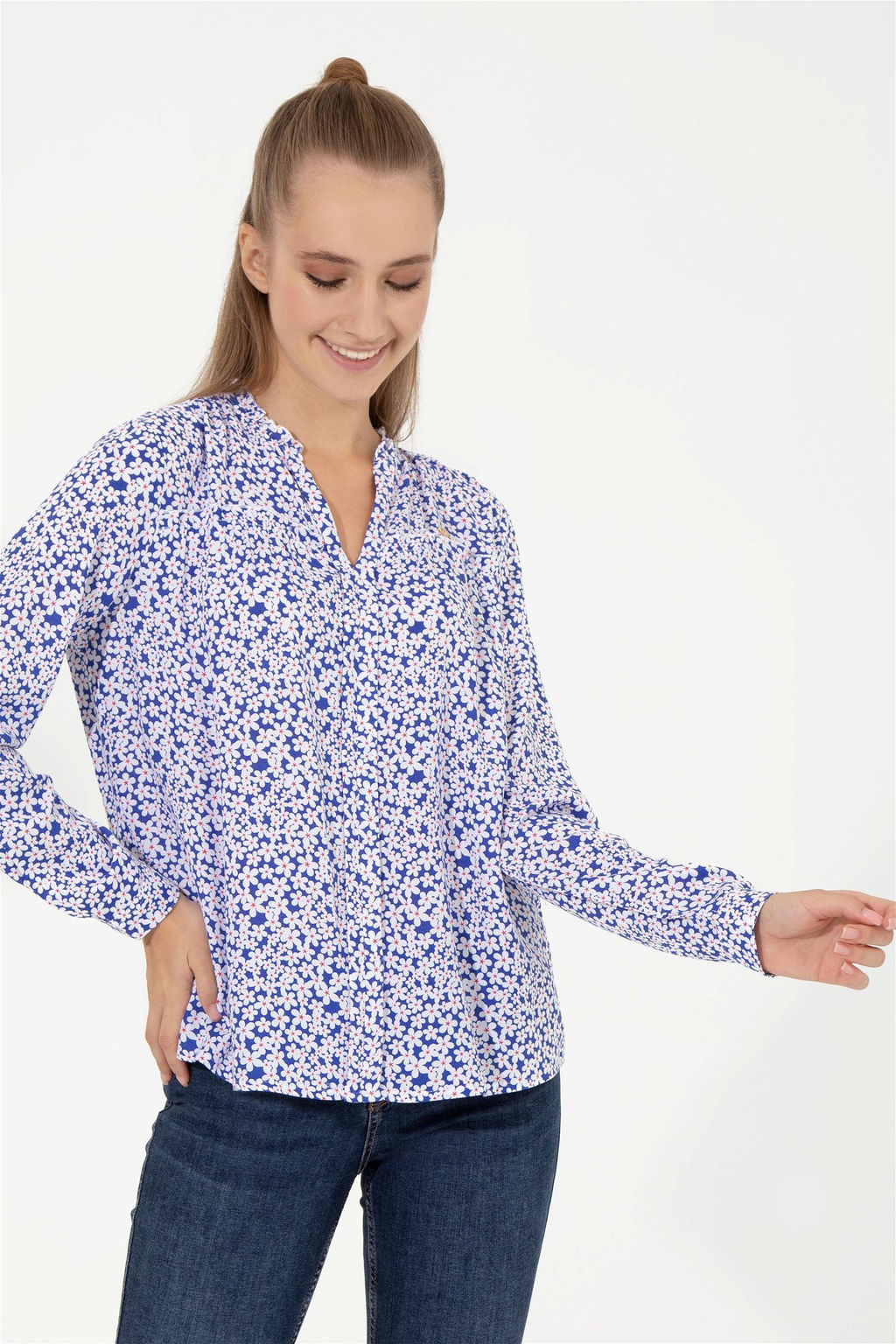 U. S. Polo Assn Женская синяя рубашка с длинным рукавом - U.s. polo assn фото 9