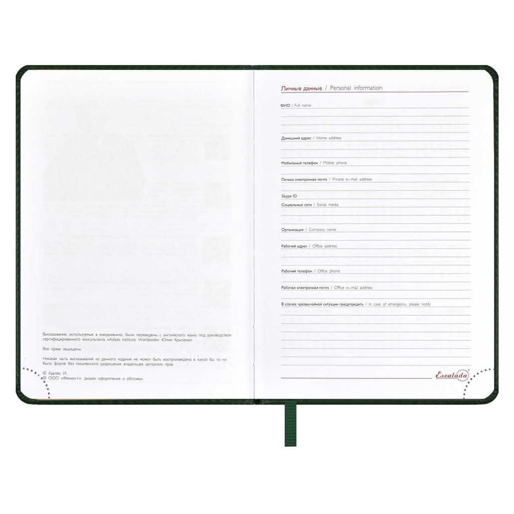 Ежедневник датированный 2024 ESCALADA, А6+, 176 л., арт. 63791/ 20 САРИФ ЗЕЛЁНЫЙ фото 5