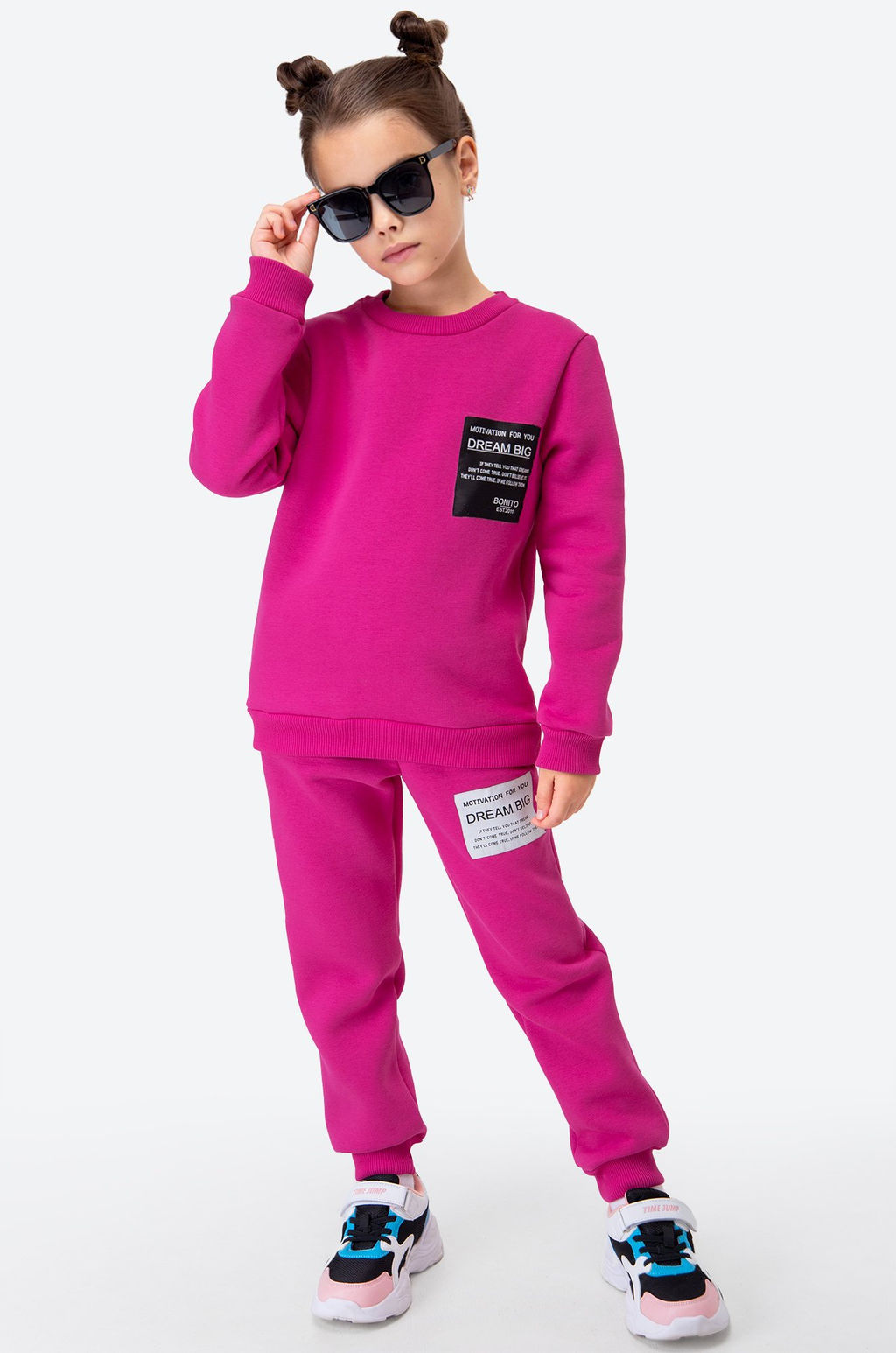 Теплый костюм для девочки из футера с начесом Bonito  фото 24