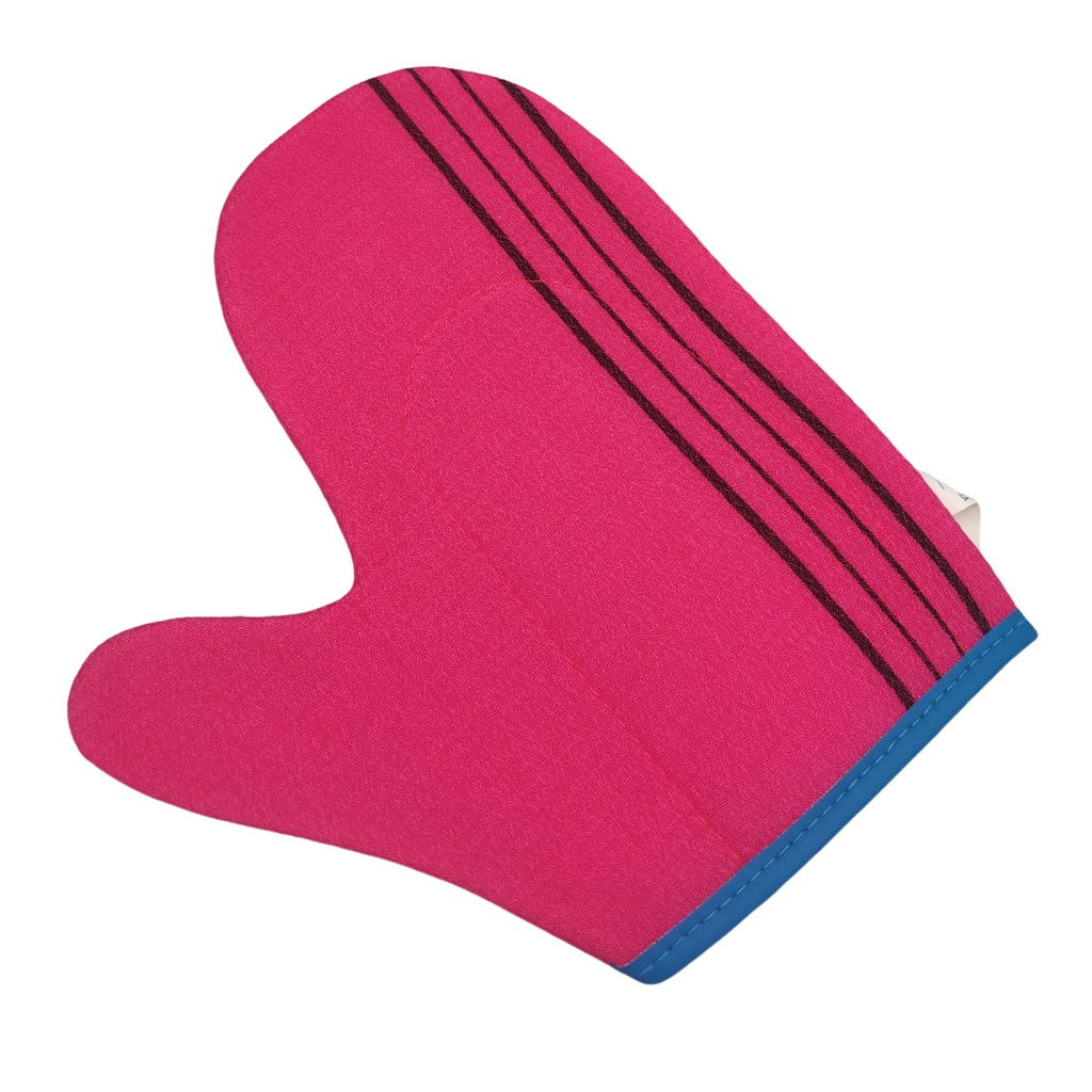 Bath Towel Мочалка-рукавица для душа с пилинг-эффектом, уплотненная, малиновый