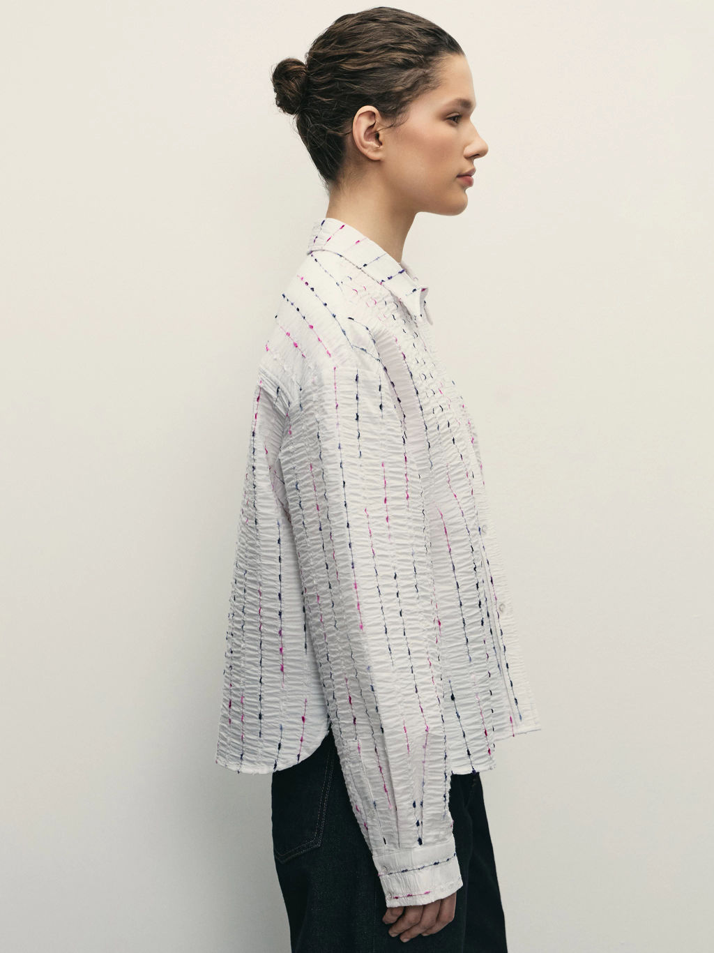 Рубашка с фактурной полоской / Zarina  фото 4