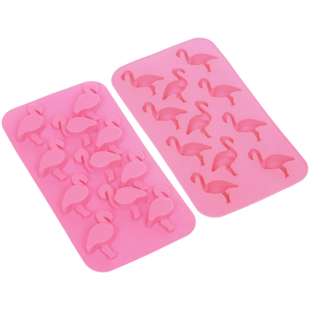 Цена за 4 шт. Форма для льда силиконовая "Фламинго" 19,5*10см, цвета микс
