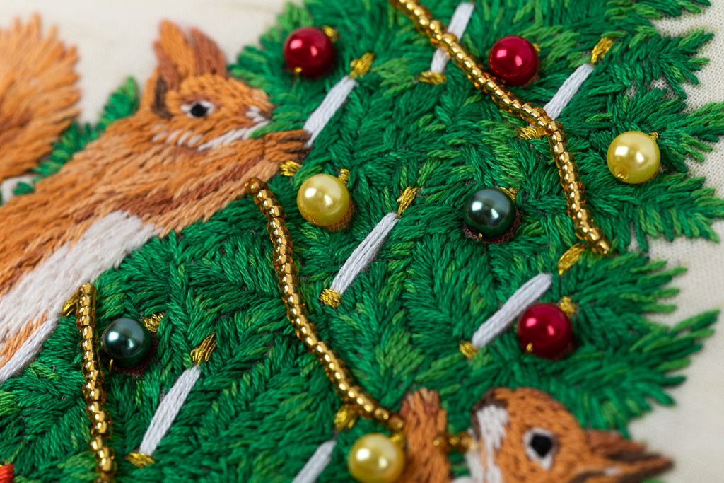 Набор для вышивания PANNA Живая картина JK-2271 Бельчата украшают елку 17 х 19 см