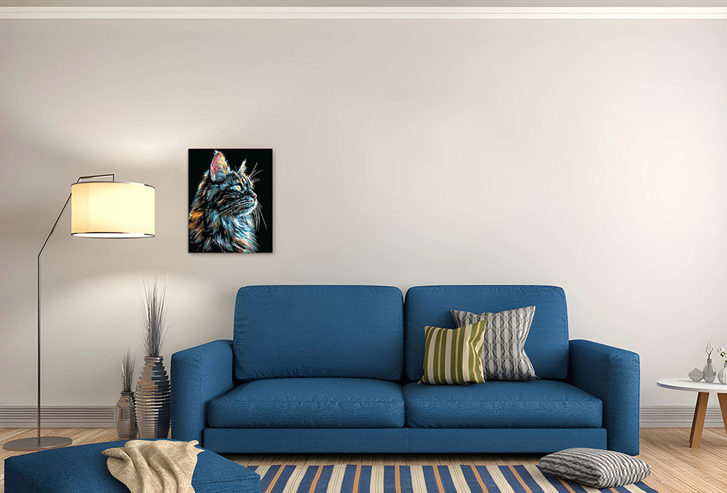 ФРЕЯ PNB/PLB-312 Набор для раскрашивания по номерам ( эффект черного холста ) 50 х 40 см Кошачий взгляд