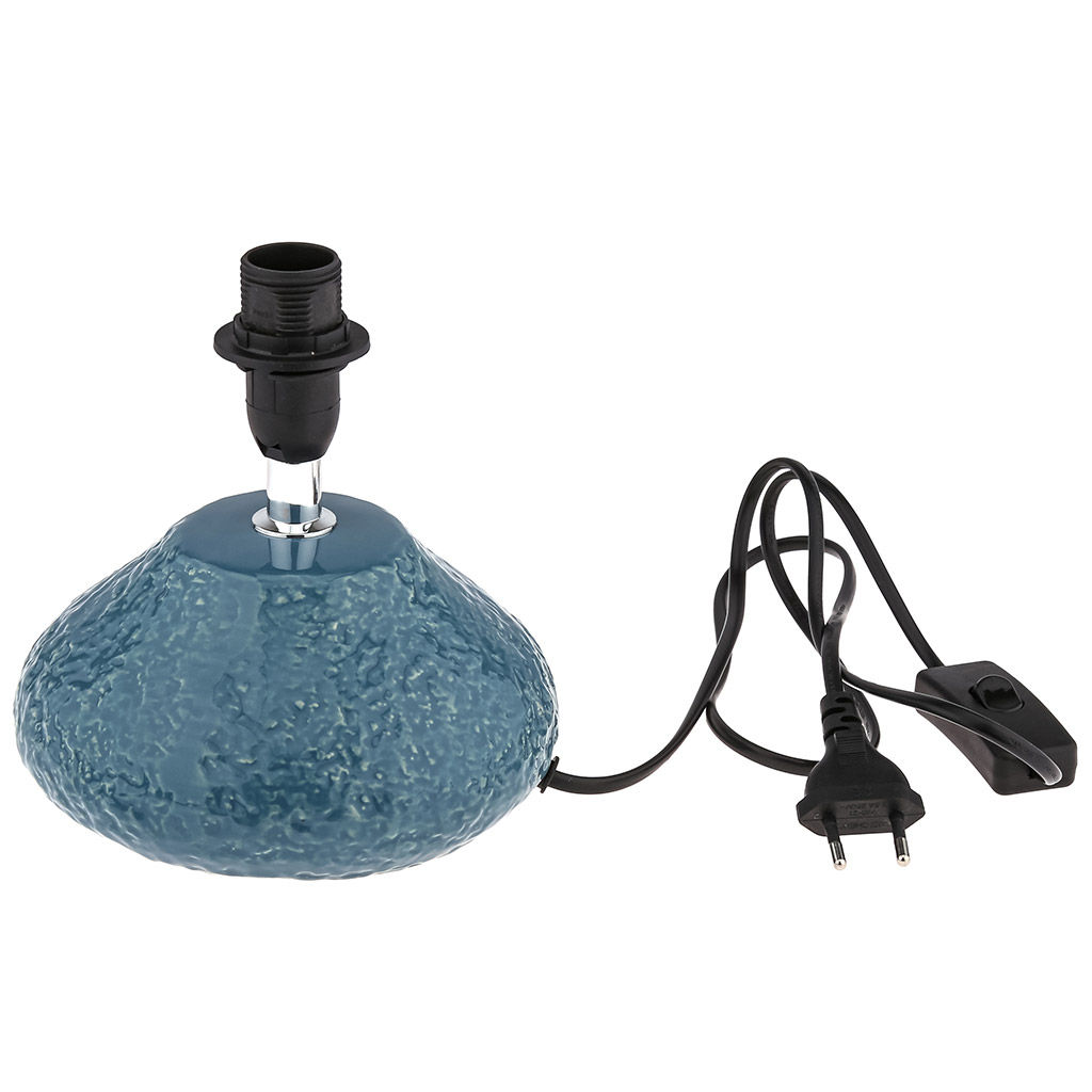 Светильник настольный Грета д20см, h26см, абажур текстильный д20см, h14,5см, цвет - белый, основание керамическое д15,5см, h15,5см, глянцевая глазурь, цвет - сине-серый (Китай) - Домашняя мода фото 2