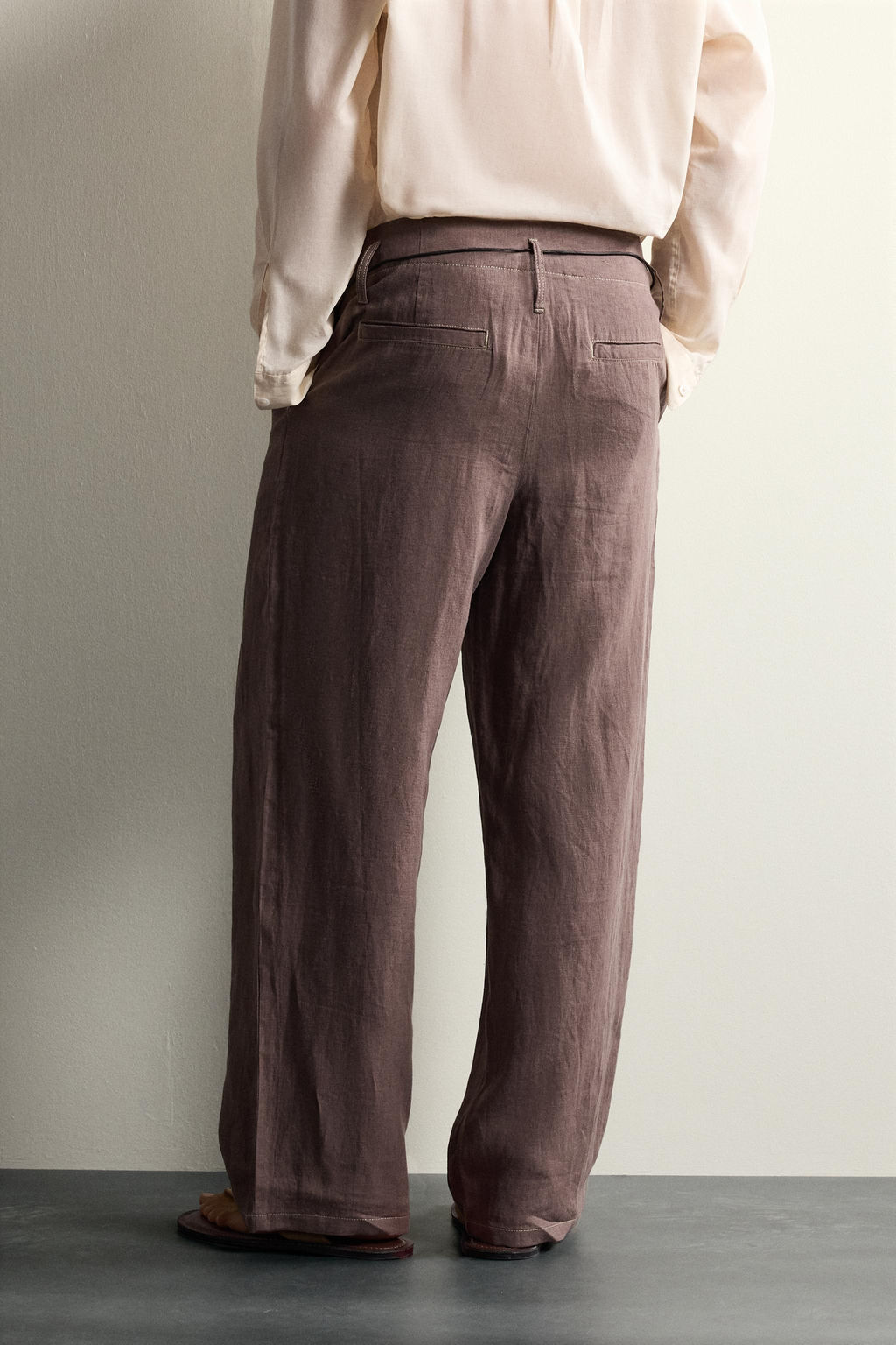 PANTAL?N RELAXED FIT 100% LINO / Marr?n - Zara фото 3